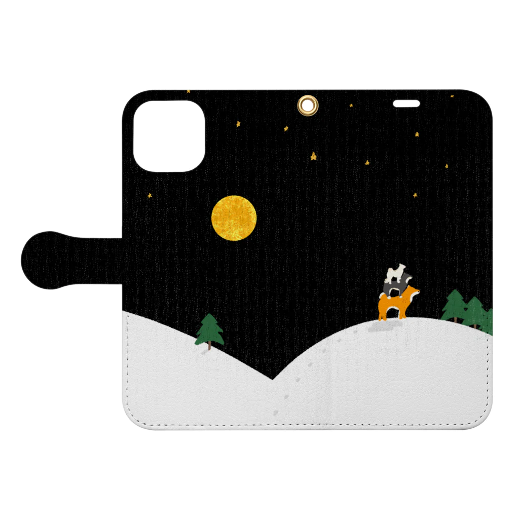 湖中そう / 柴犬クリエイターの 「月と柴犬」 Book-Style Smartphone Case:Opened (outside)