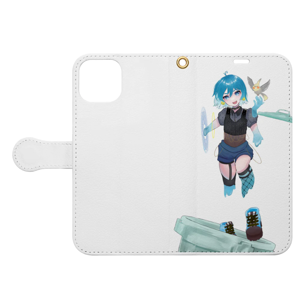 スライムバケツ店の有馬千草ママ冷音ちゃん（右手異空間B） Book-Style Smartphone Case:Opened (outside)