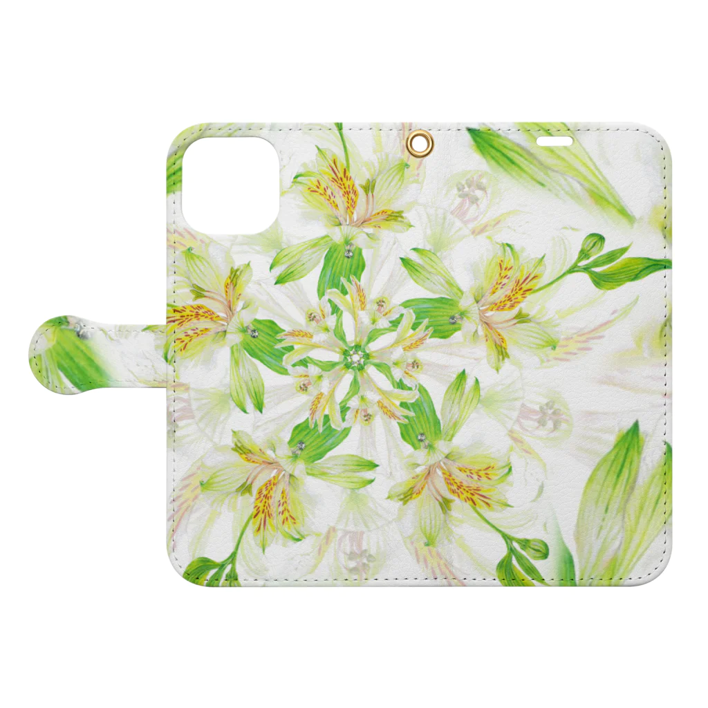 idumi-artの五角形☆花曼荼羅・安定とパワー増幅の五芒星 Book-Style Smartphone Case:Opened (outside)