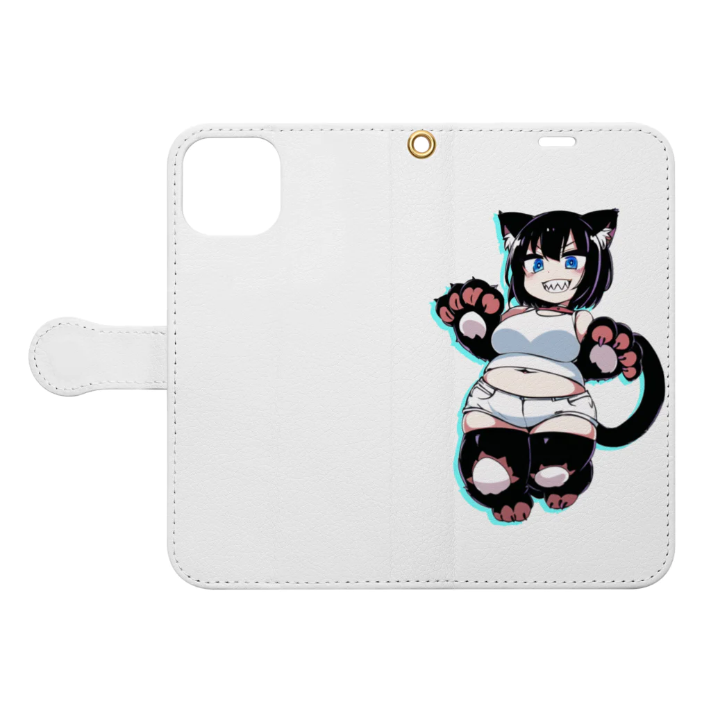 星雅の猫井鈴子（ねこいすずこ） Book-Style Smartphone Case:Opened (outside)