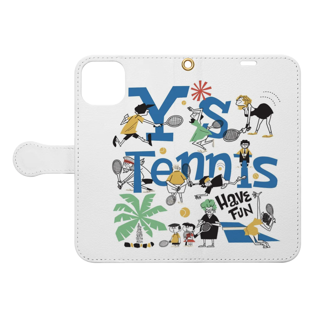 Y's TennisのY's Tennisシャッター柄 手帳型スマホケースを開いた場合(外側)