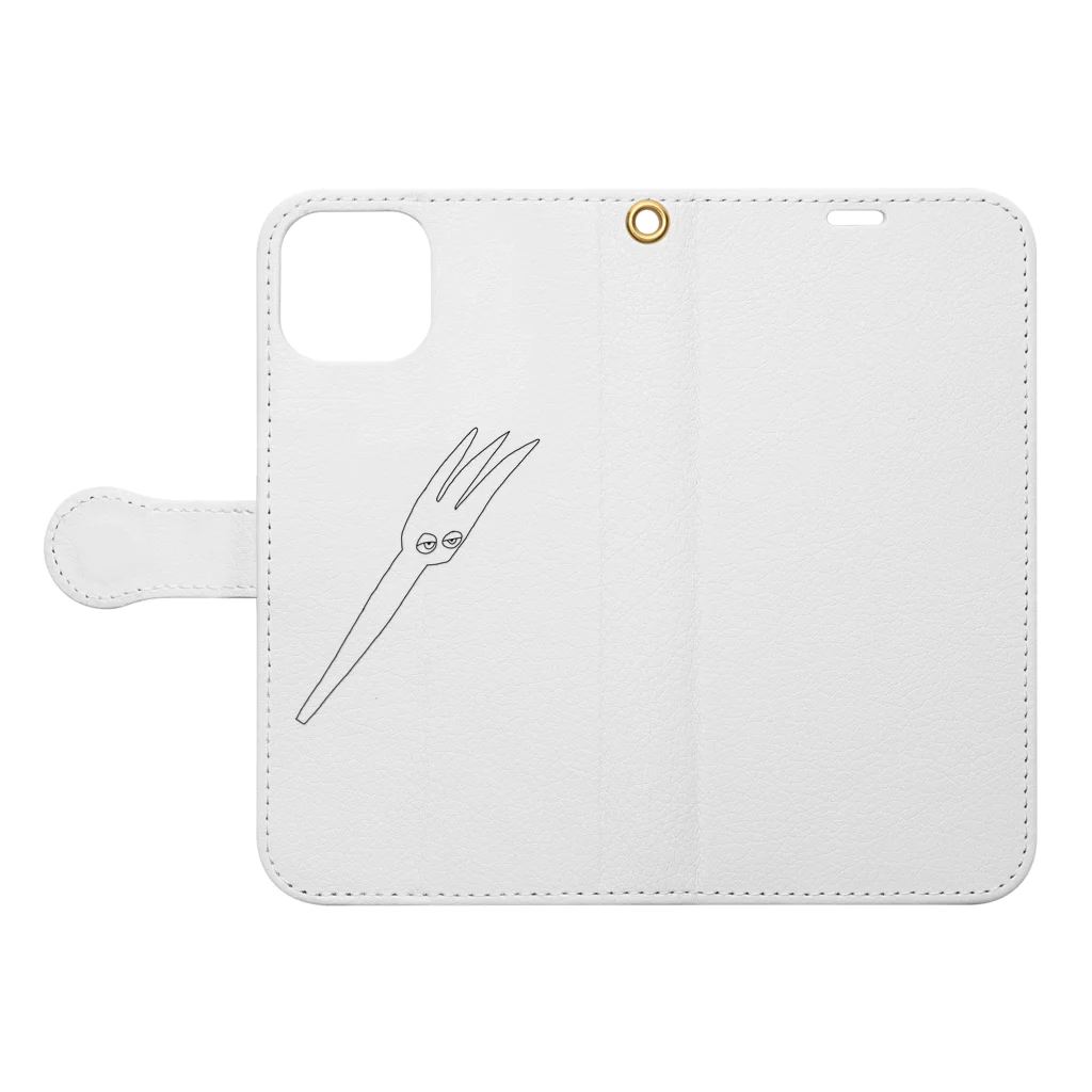chanの眠いフォーク Book-Style Smartphone Case:Opened (outside)