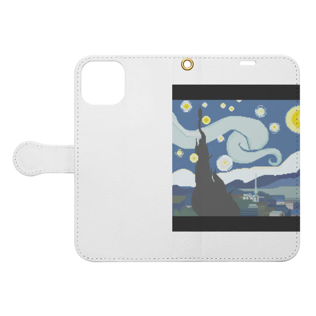 H.K.Goatmanのドット絵星月夜 Book-Style Smartphone Case:Opened (outside)