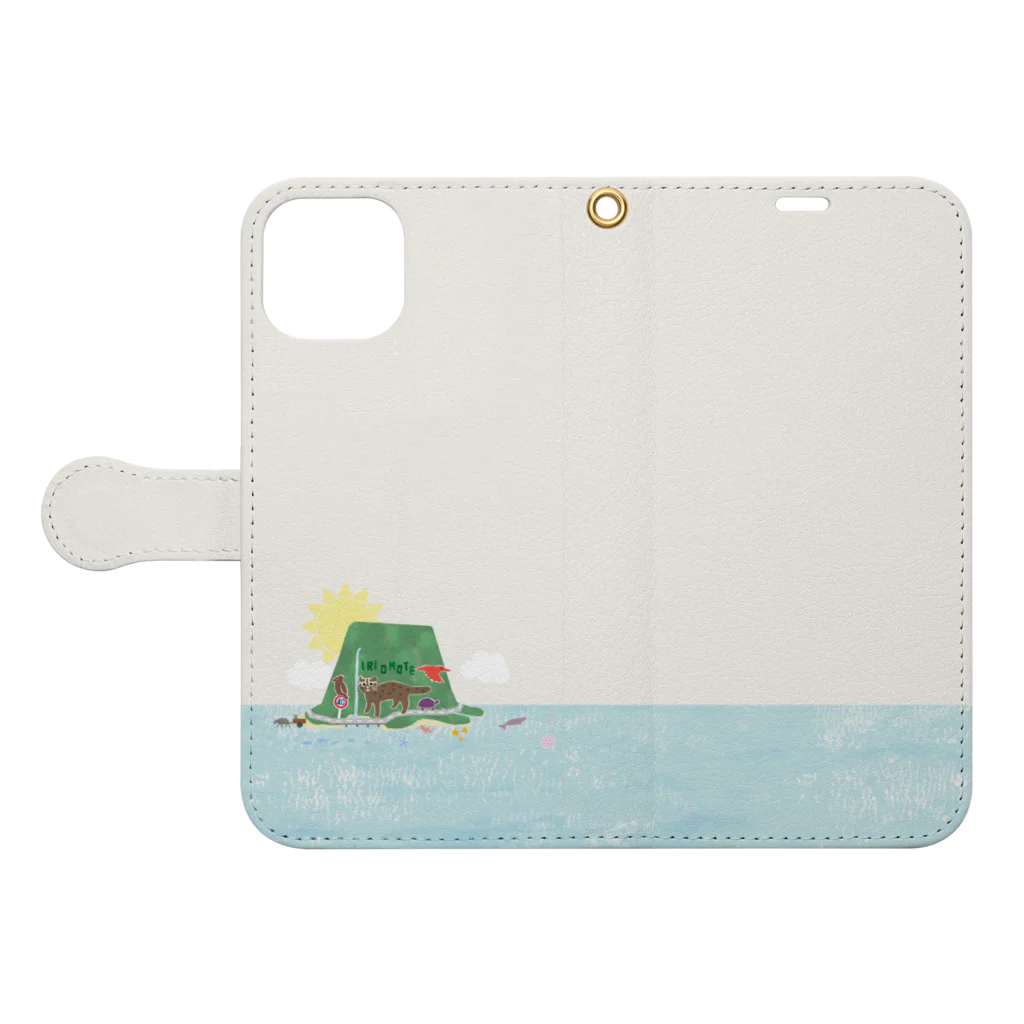 しまのなかまfromIRIOMOTEの遥かなる西表島 Book-Style Smartphone Case:Opened (outside)