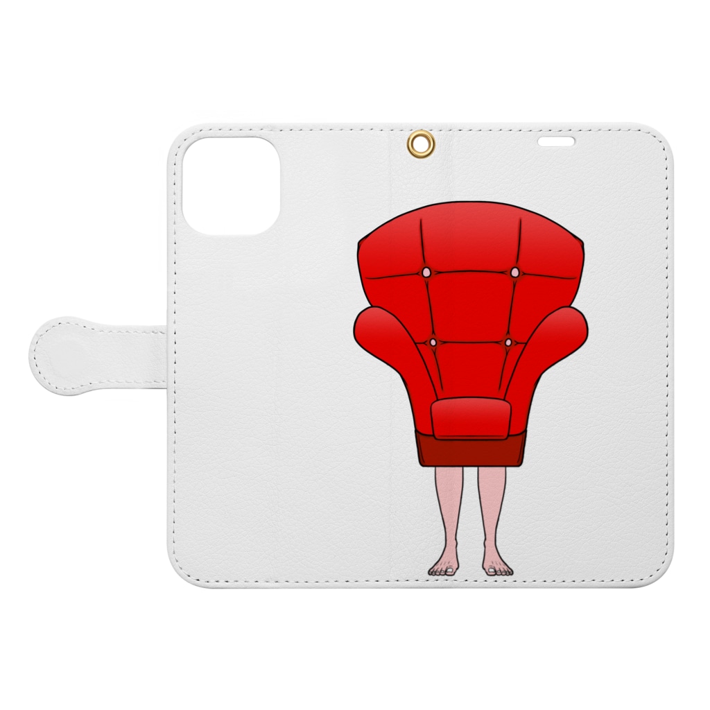 dougaseiseitokoroの足の生えた椅子 Book-Style Smartphone Case:Opened (outside)