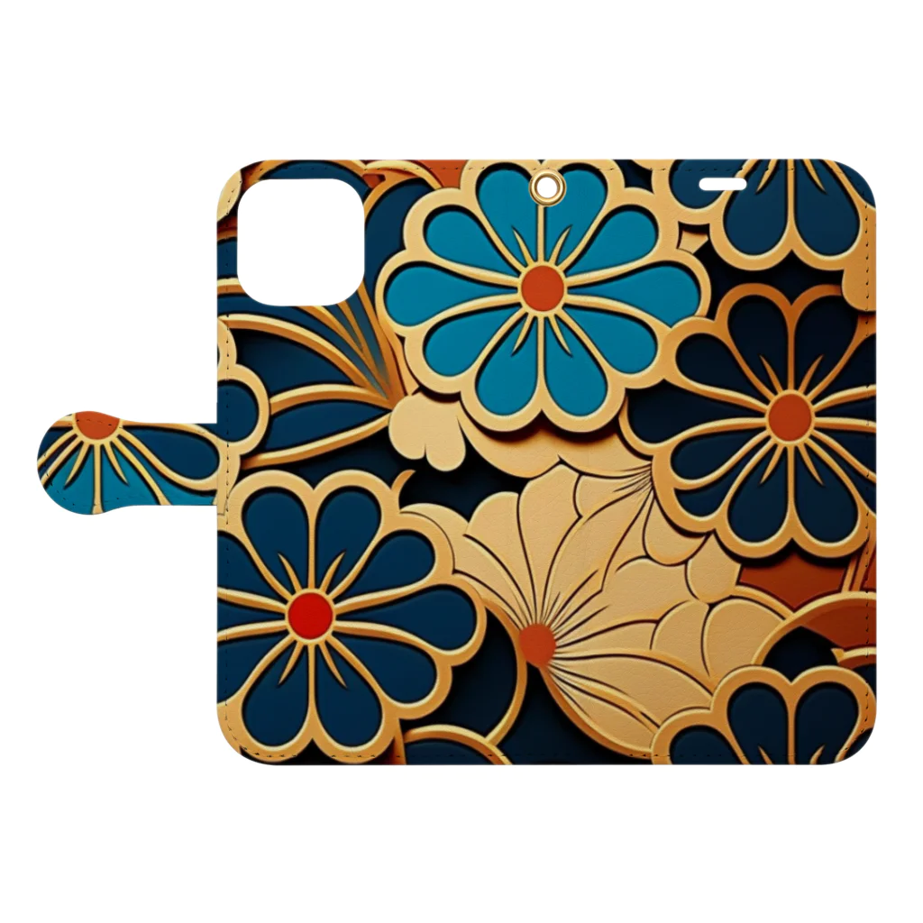 和柄屋 - WAGARAYAのWAGARAYA - FLOWER Book-Style Smartphone Case:Opened (outside)