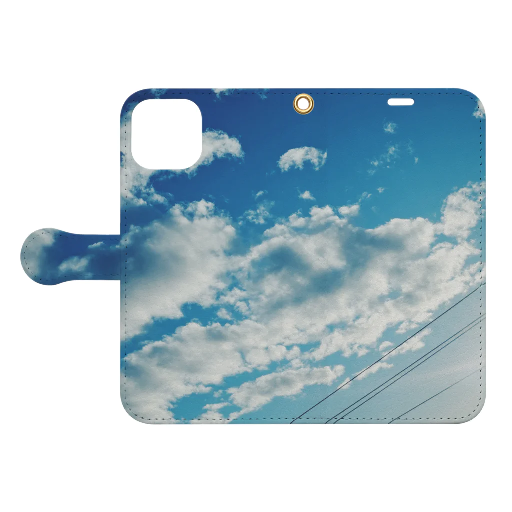 うむうむのくもくも、もくもく(青空) Book-Style Smartphone Case:Opened (outside)