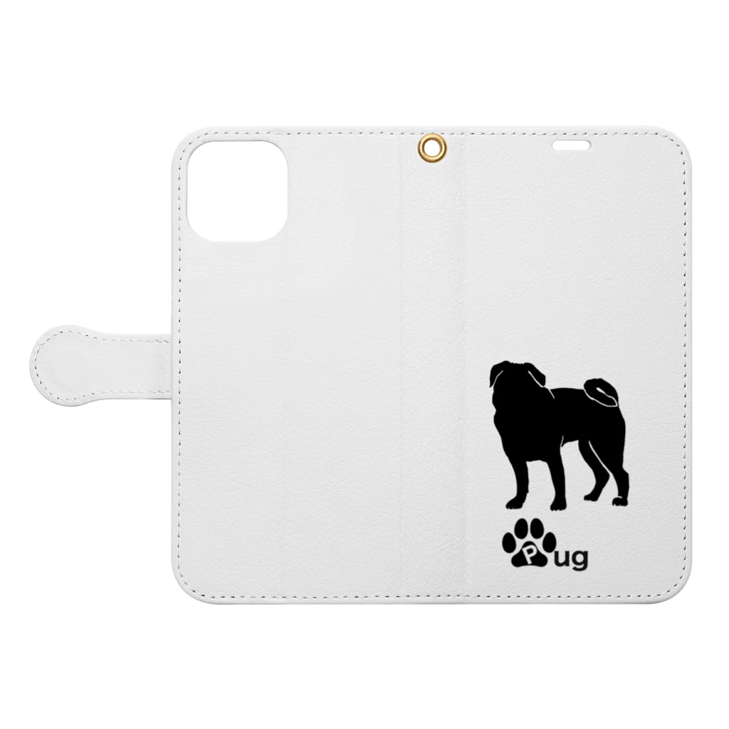 bow and arrow のパグ犬 Book-Style Smartphone Case:Opened (outside)