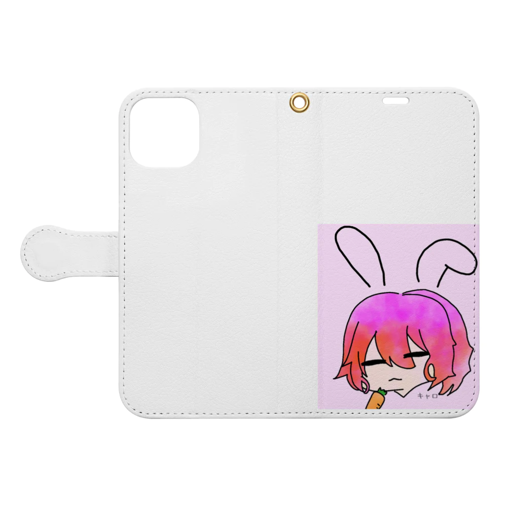 ̯キャロ🥕(*꒪⌓꒪)のキャロBy猫蛇作ピンク仕様 Book-Style Smartphone Case:Opened (outside)