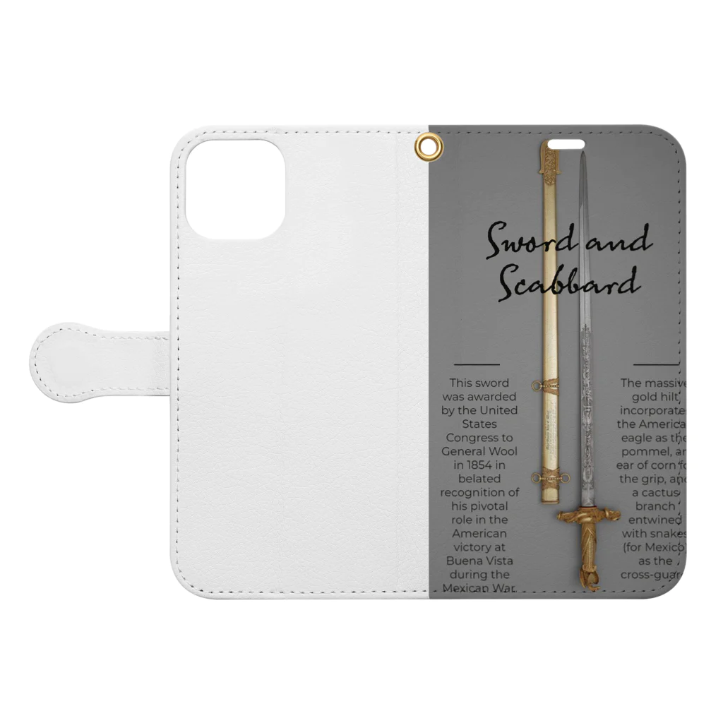 架空屋　好きな指の剣と鞘　Sword and Scabbard Book-Style Smartphone Case:Opened (outside)