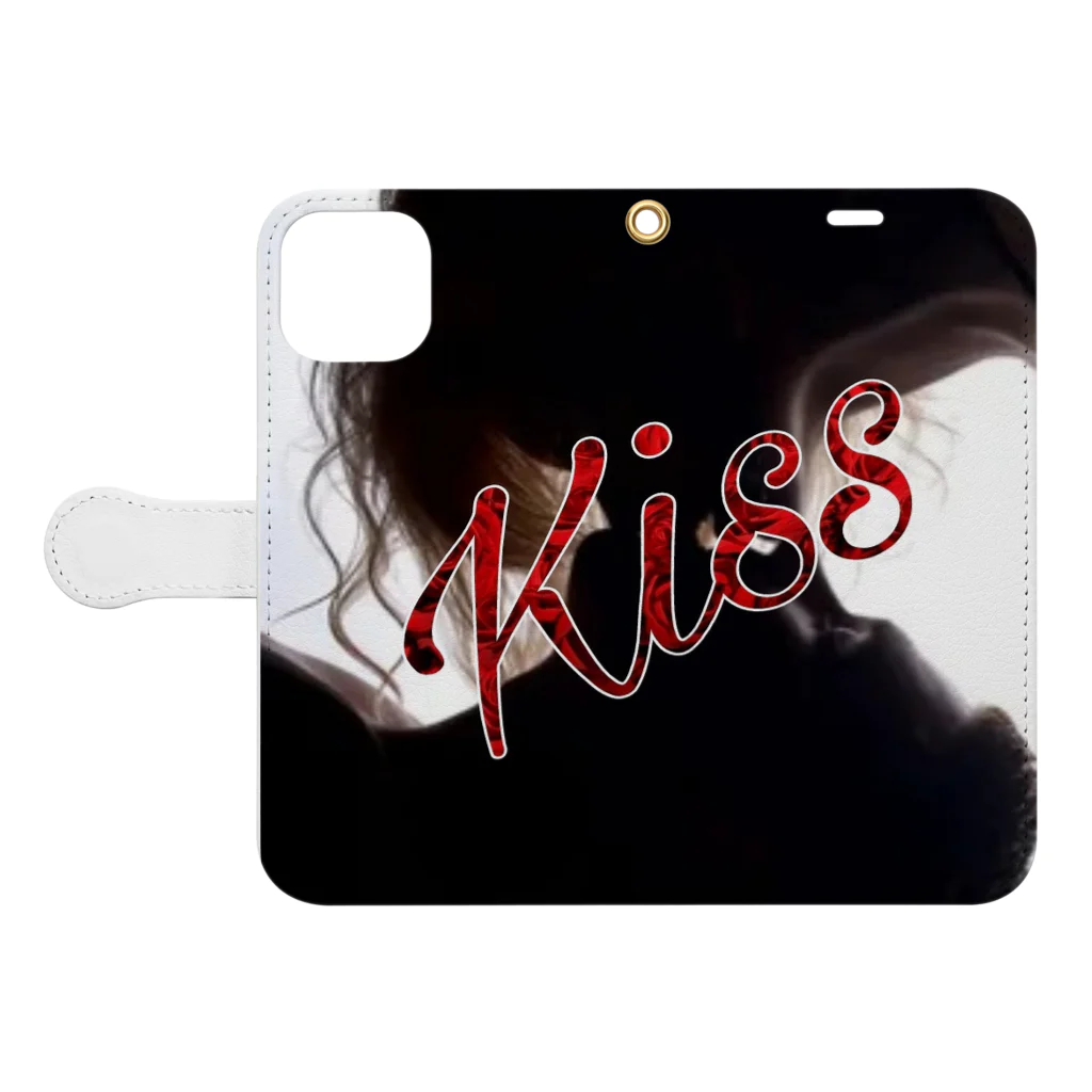 キッチンファラオのKiss デザイン Book-Style Smartphone Case:Opened (outside)