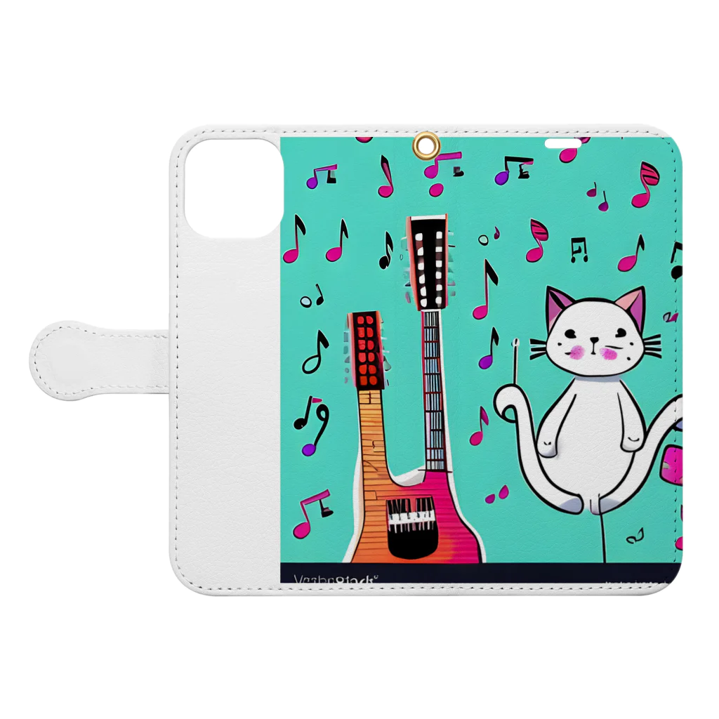 Alacarteの音楽とネコ🎶 Book-Style Smartphone Case:Opened (outside)