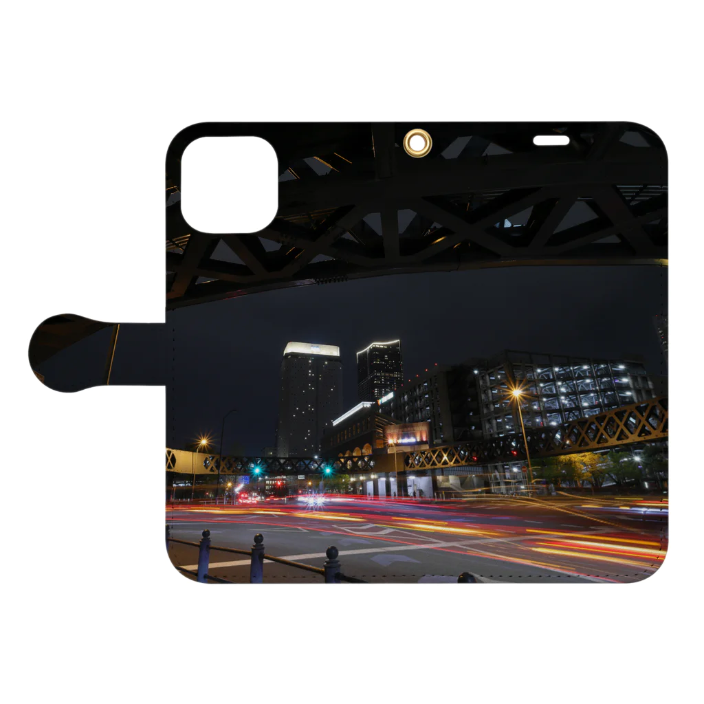 nokkccaの光跡 - Junction Light trail - Book-Style Smartphone Case:Opened (outside)