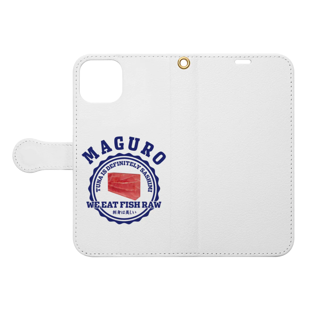 LONESOME TYPE ススのまぐろ（MARINE） Book-Style Smartphone Case:Opened (outside)