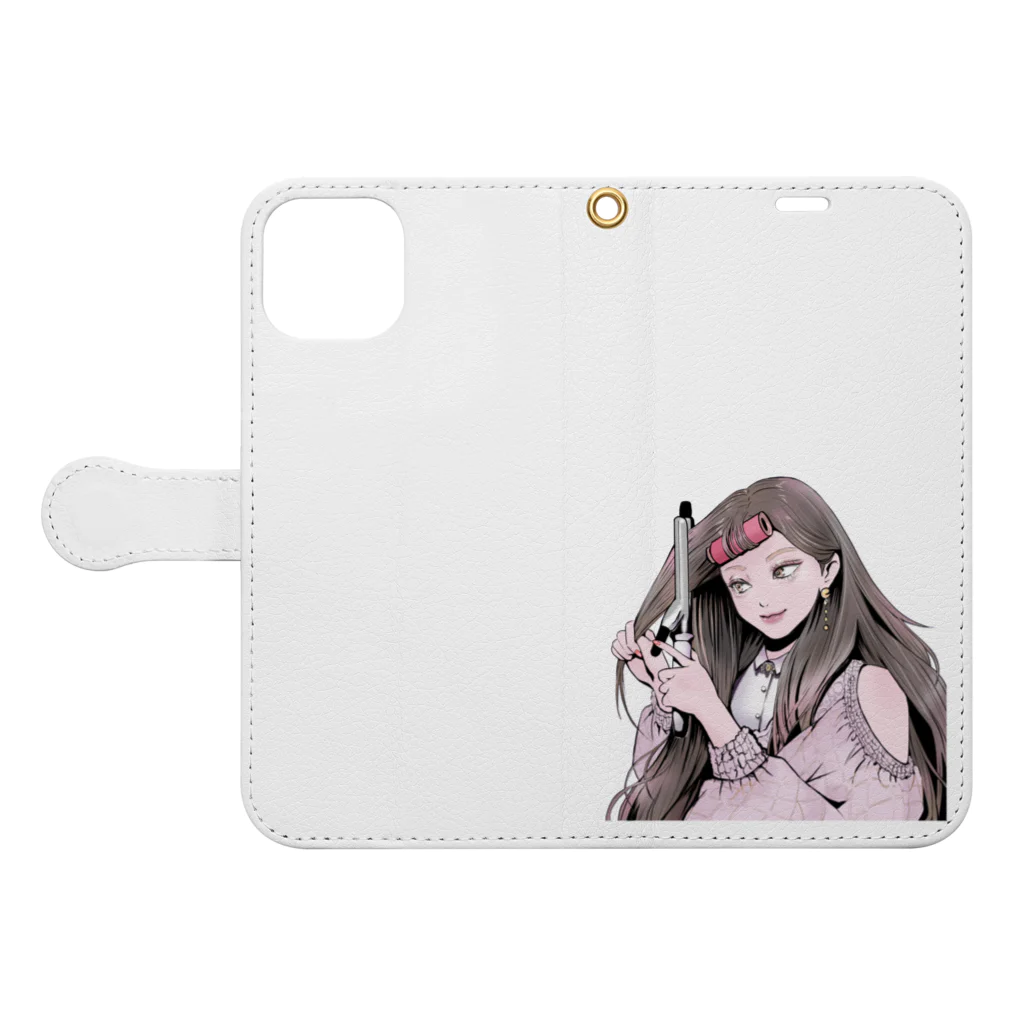 MIORI STOREの髪まきまきちゃん 手帳型スマホケースを開いた場合(外側)