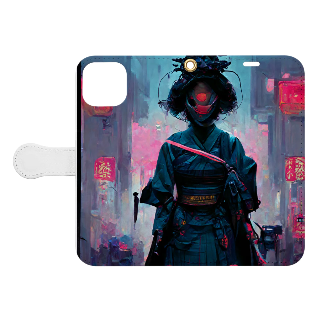 Spl_MuteのCyberpunk Samurai 手帳型スマホケースを開いた場合(外側)