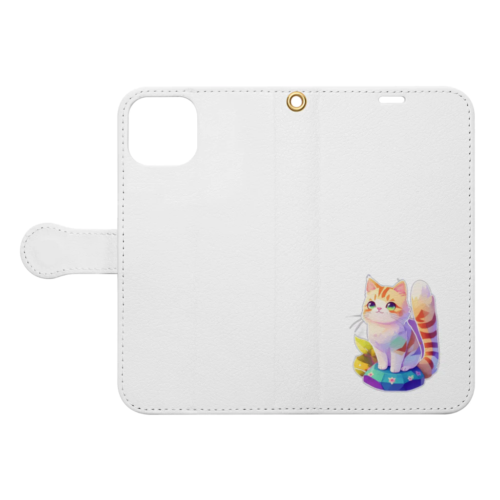 dolphineの上目遣いで見上げるrainbow cute cat Book-Style Smartphone Case:Opened (outside)