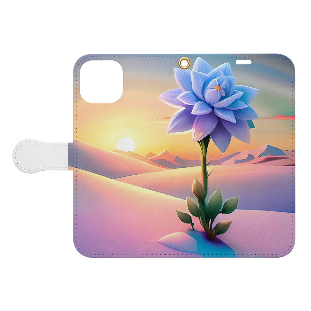 yukimiriumの雪原の雪花 Book-Style Smartphone Case:Opened (outside)