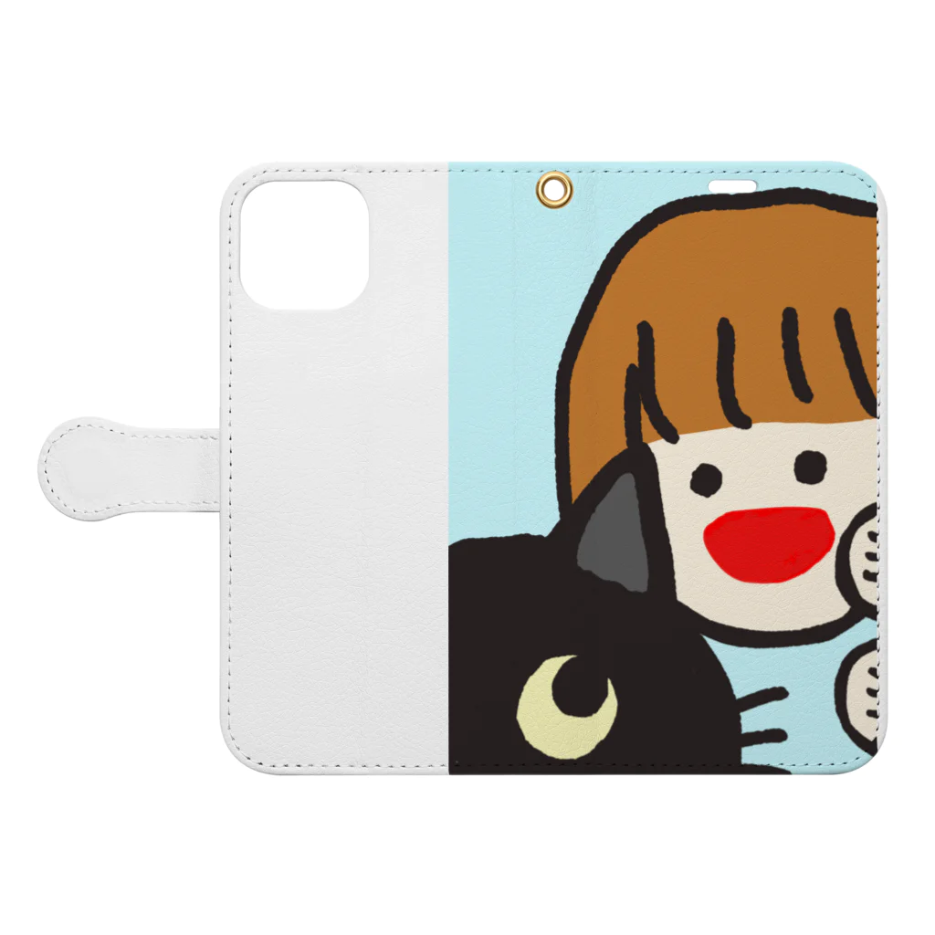 yuru.natu.artの『覗いてるチッチたち』 Book-Style Smartphone Case:Opened (outside)