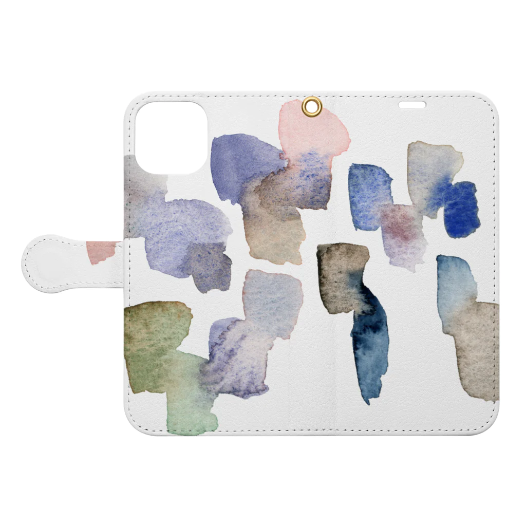 c5watercolorの水彩ペイント・くすみ系ニュアンスカラー Book-Style Smartphone Case:Opened (outside)