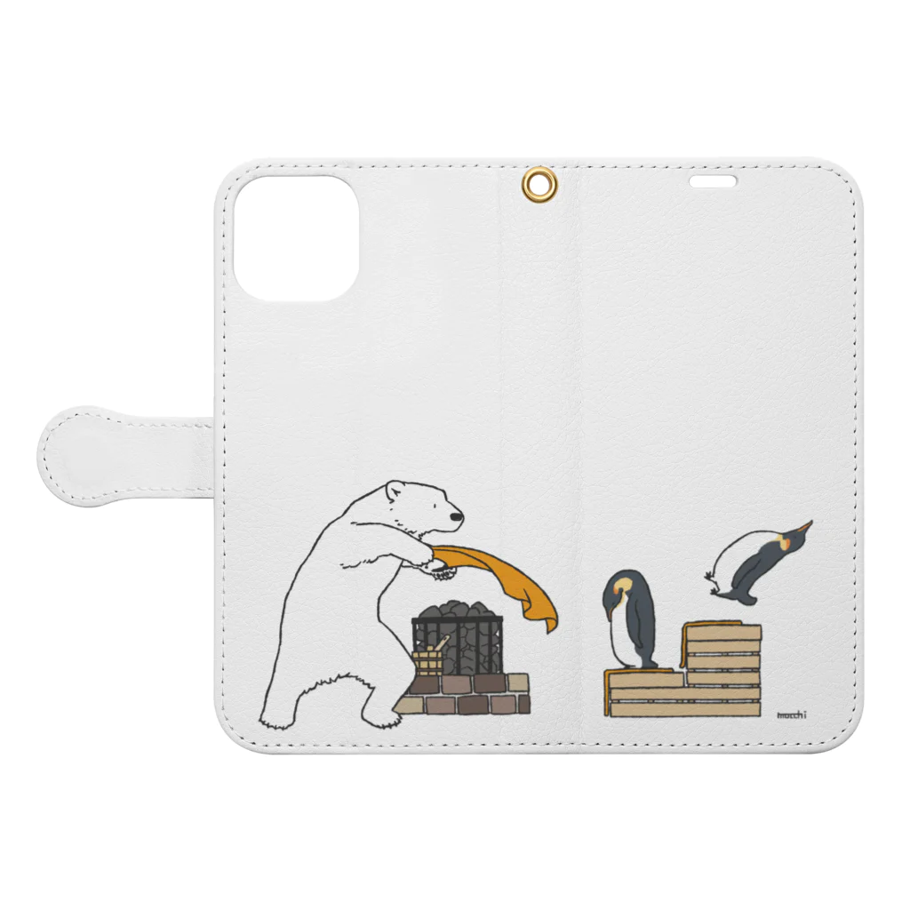 mocchi’s workshopのシロクマロウリュ Book-Style Smartphone Case:Opened (outside)