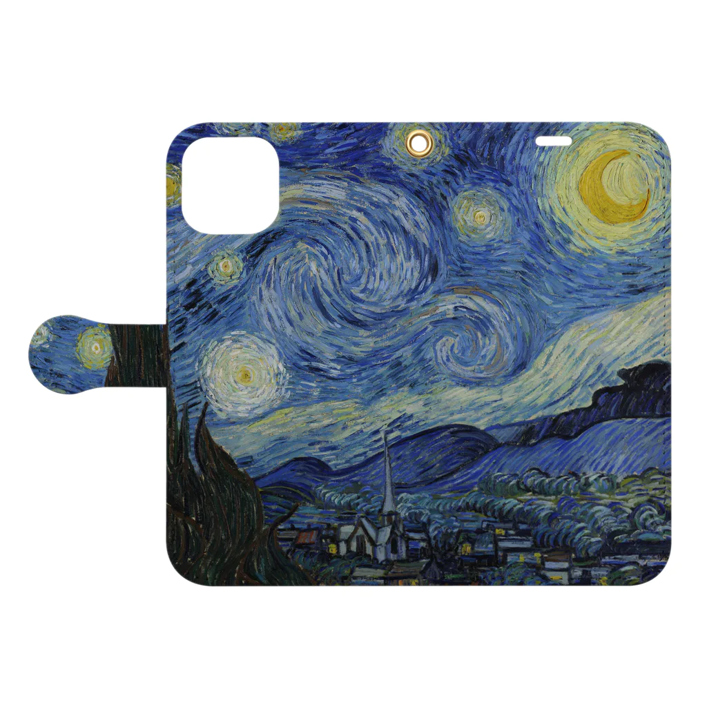 世界美術商店の星月夜 / The Starry Night Book-Style Smartphone Case:Opened (outside)