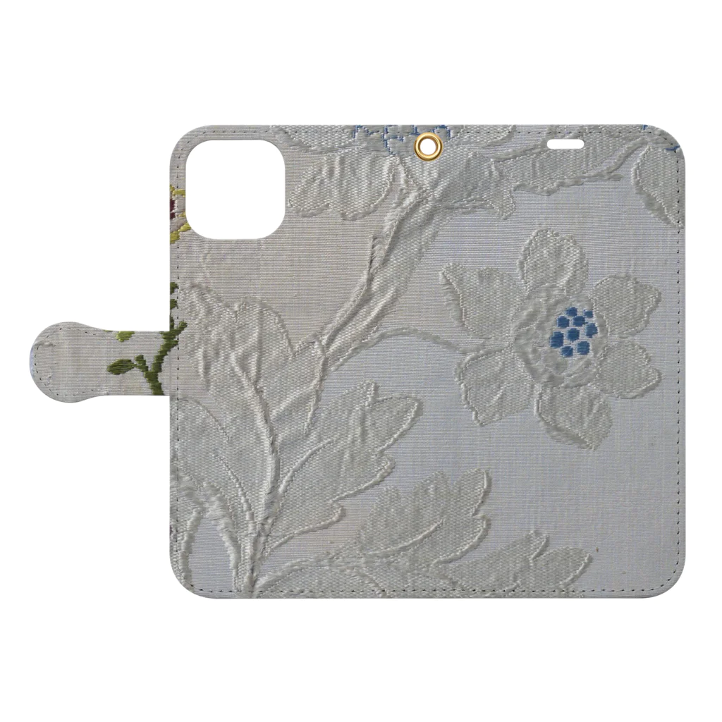 PALA's SHOP　cool、シュール、古風、和風、の花の刺しゅう模様 Book-Style Smartphone Case:Opened (outside)