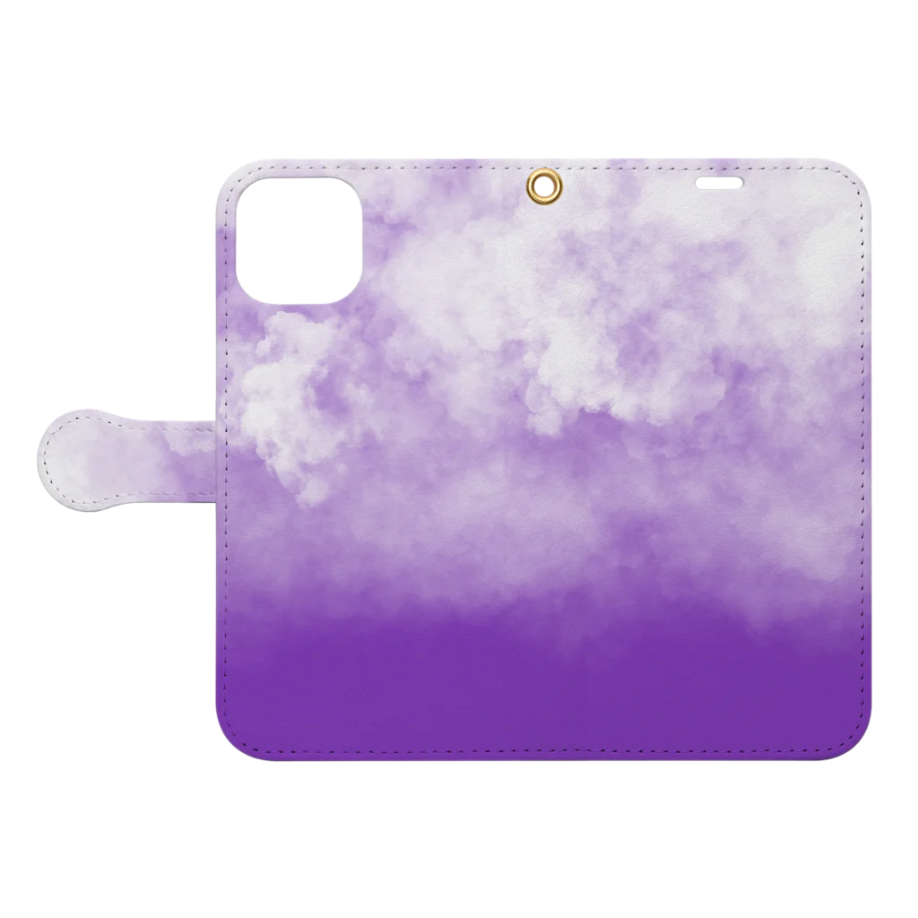 IHYLIのSky/purple 手帳型スマホケースを開いた場合(外側)