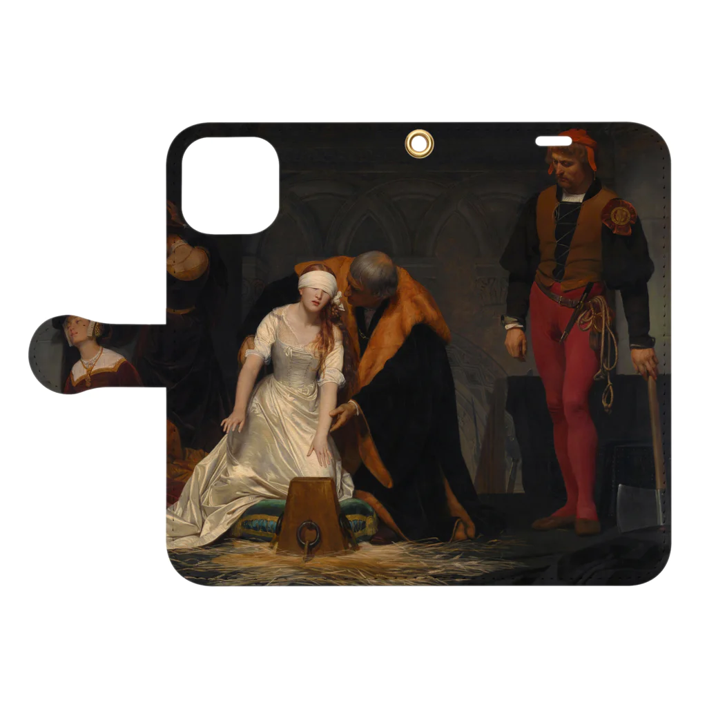世界美術商店のレディ・ジェーン・グレイの処刑 / The Execution of Lady Jane Grey 手帳型スマホケースを開いた場合(外側)
