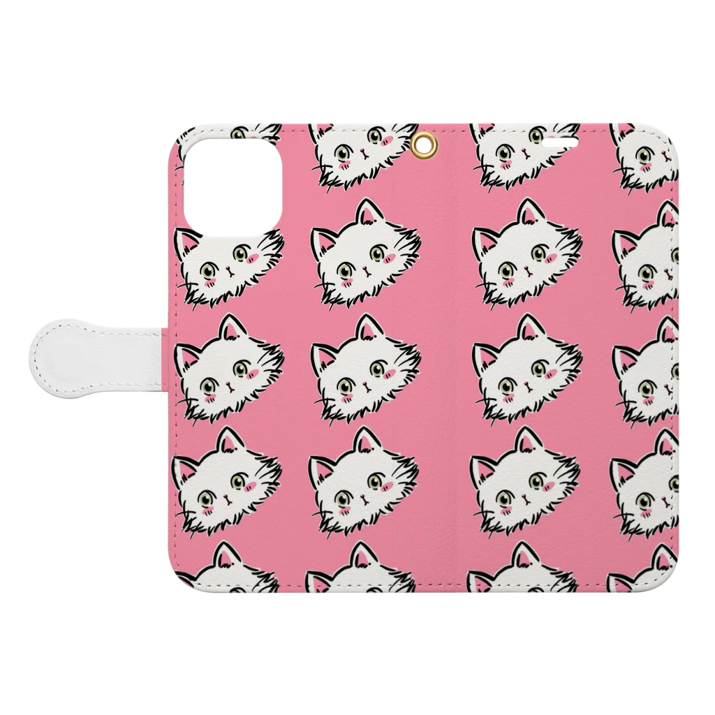 猫のきぬくんのお店のきぬくんきぬくんきぬくんきぬくん Book-Style Smartphone Case:Opened (outside)