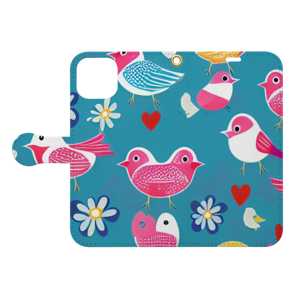 鳥愛のとりとり Book-Style Smartphone Case:Opened (outside)