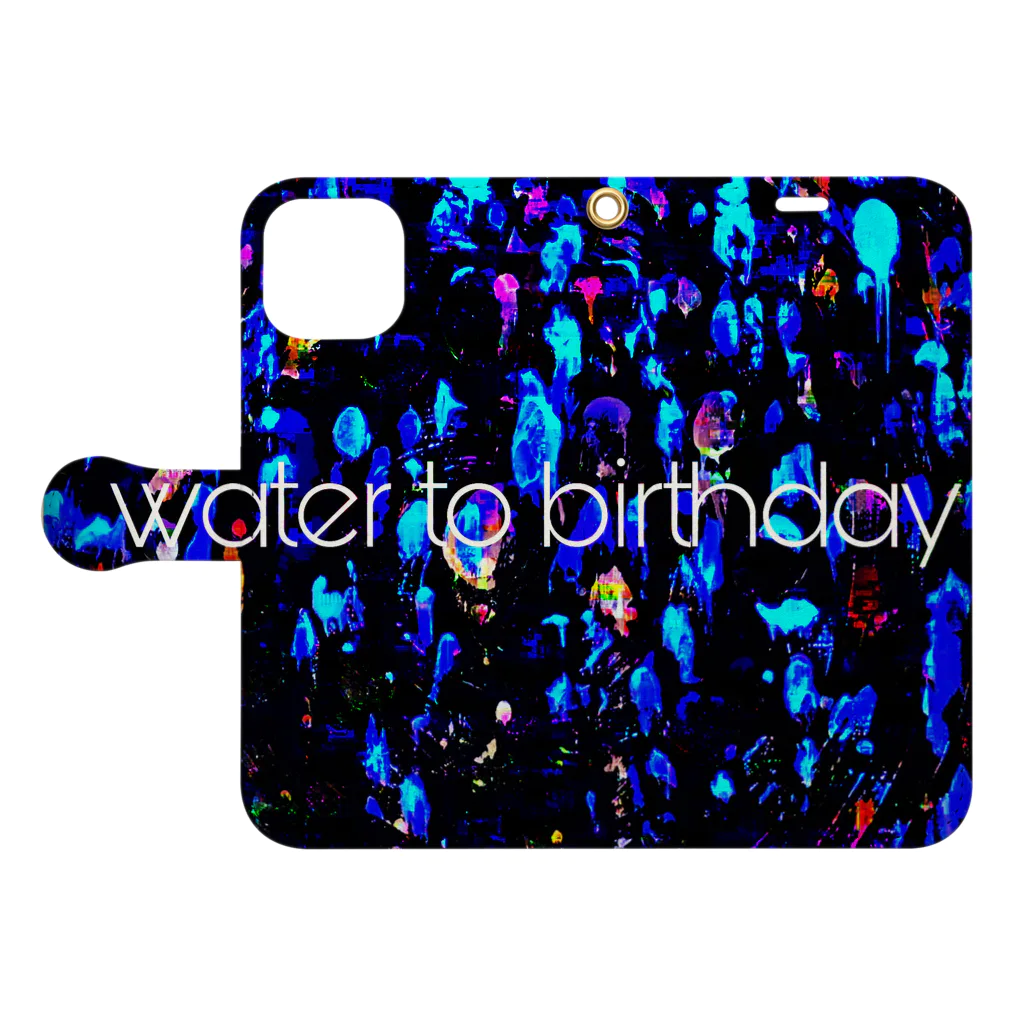 water to birthday の【silent tears drops -rain-】iPhone cover  手帳型スマホケースを開いた場合(外側)