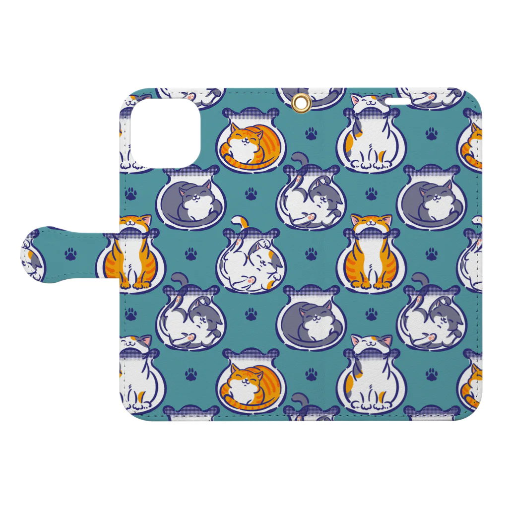 yuki_acarajeの猫は液体-ブルー Book-Style Smartphone Case:Opened (outside)