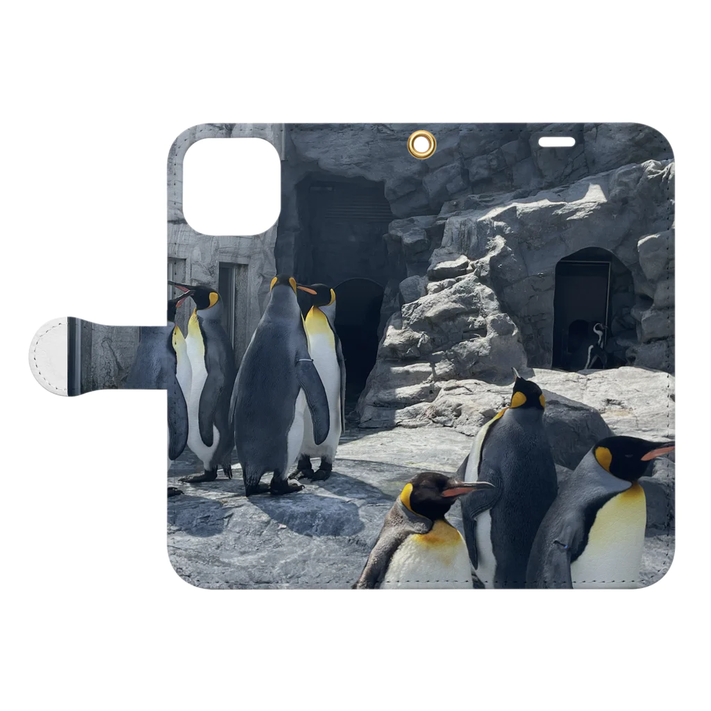 未来堂のペンギン🐧 手帳型スマホケースを開いた場合(外側)