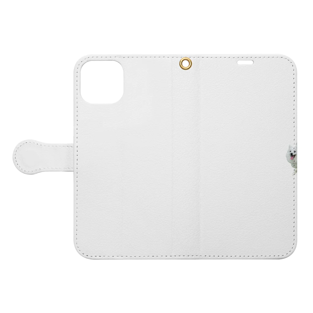 marospitzのしろいぬ Book-Style Smartphone Case:Opened (outside)