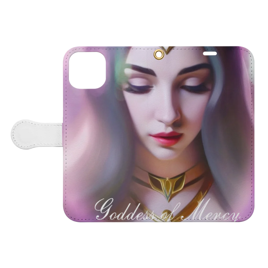 💖宇宙整体♪🌈♪こころからだチャンネル♪💖のuniversal Princess〜Goddess of Mercy〜 Book-Style Smartphone Case:Opened (outside)