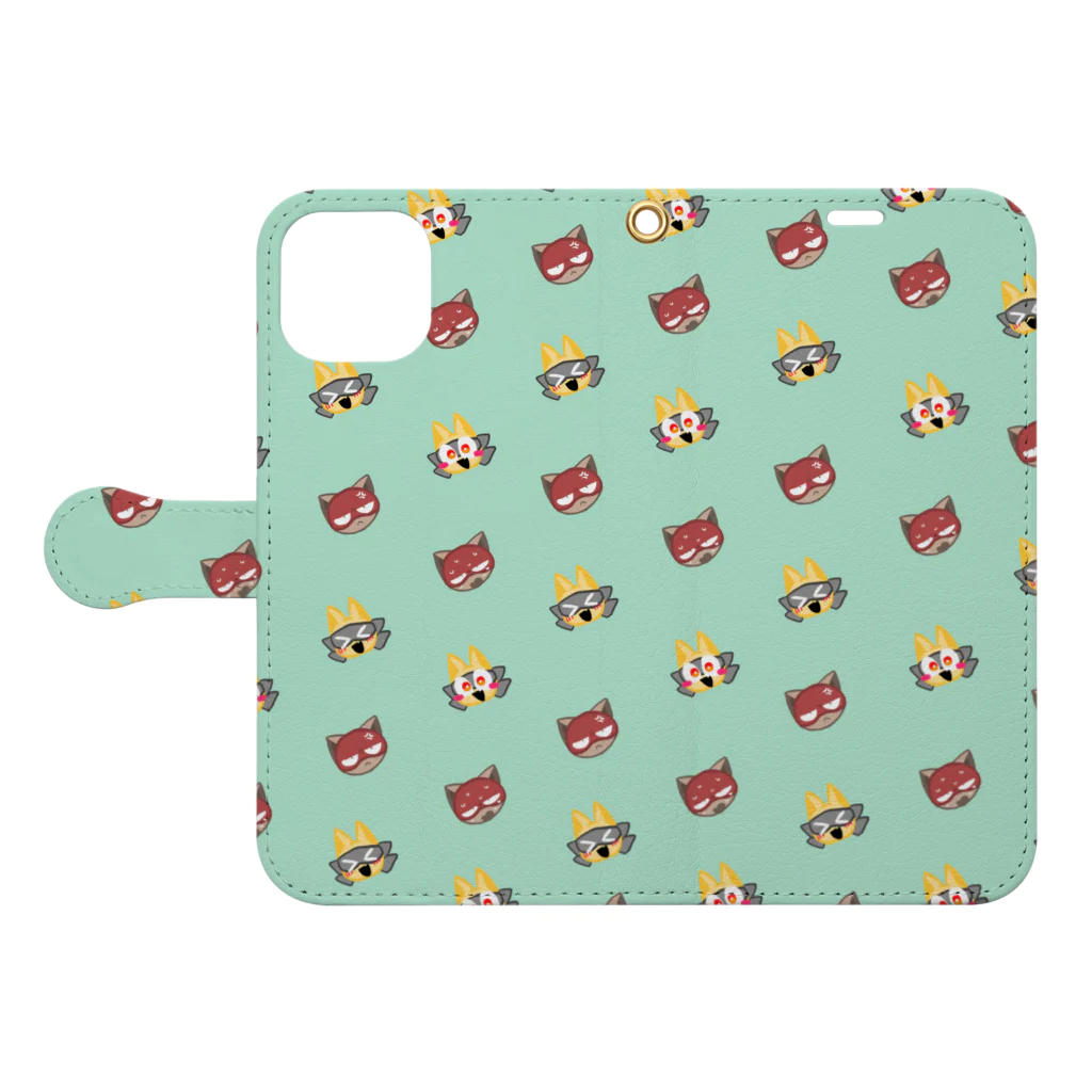 黒猫🐧のヒーローくんとヴィランくん　にこにこ！ Book-Style Smartphone Case:Opened (outside)