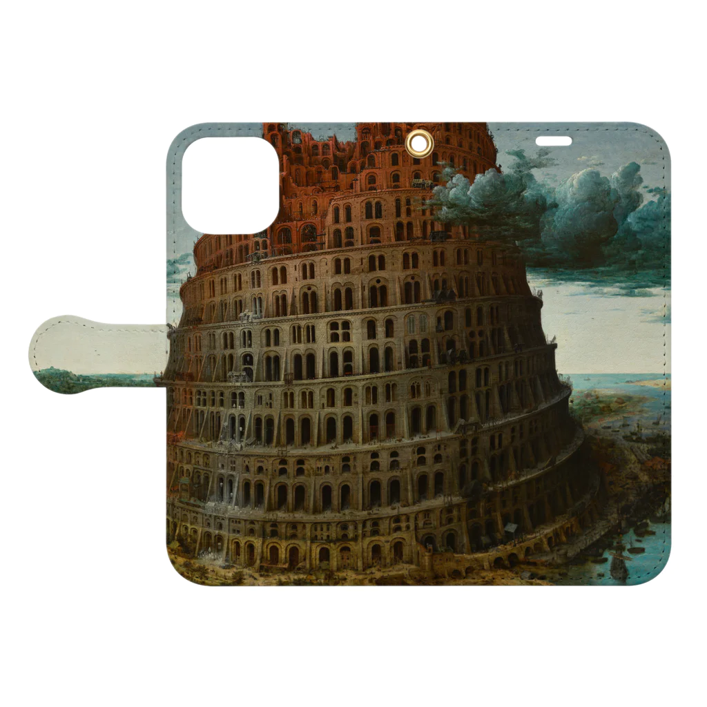 世界美術商店のバベルの塔 / The Tower of Babel Book-Style Smartphone Case:Opened (outside)