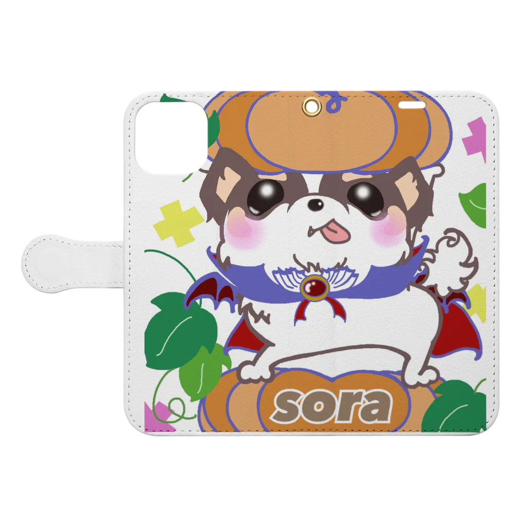 🌈🐶宇宙(sora)の部屋❤️の宇宙(sora)グッズ 手帳型スマホケースを開いた場合(外側)