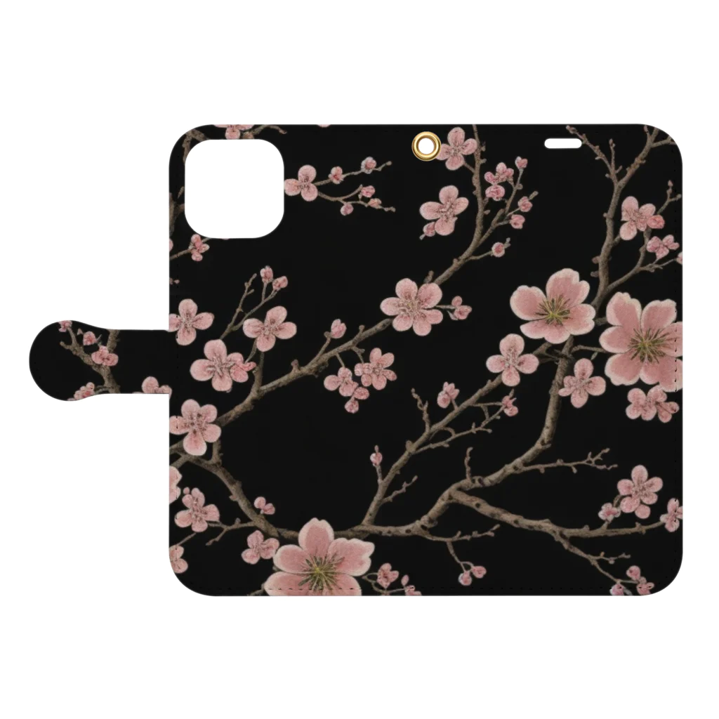 _AnzuのSakura　×　黒 Book-Style Smartphone Case:Opened (outside)