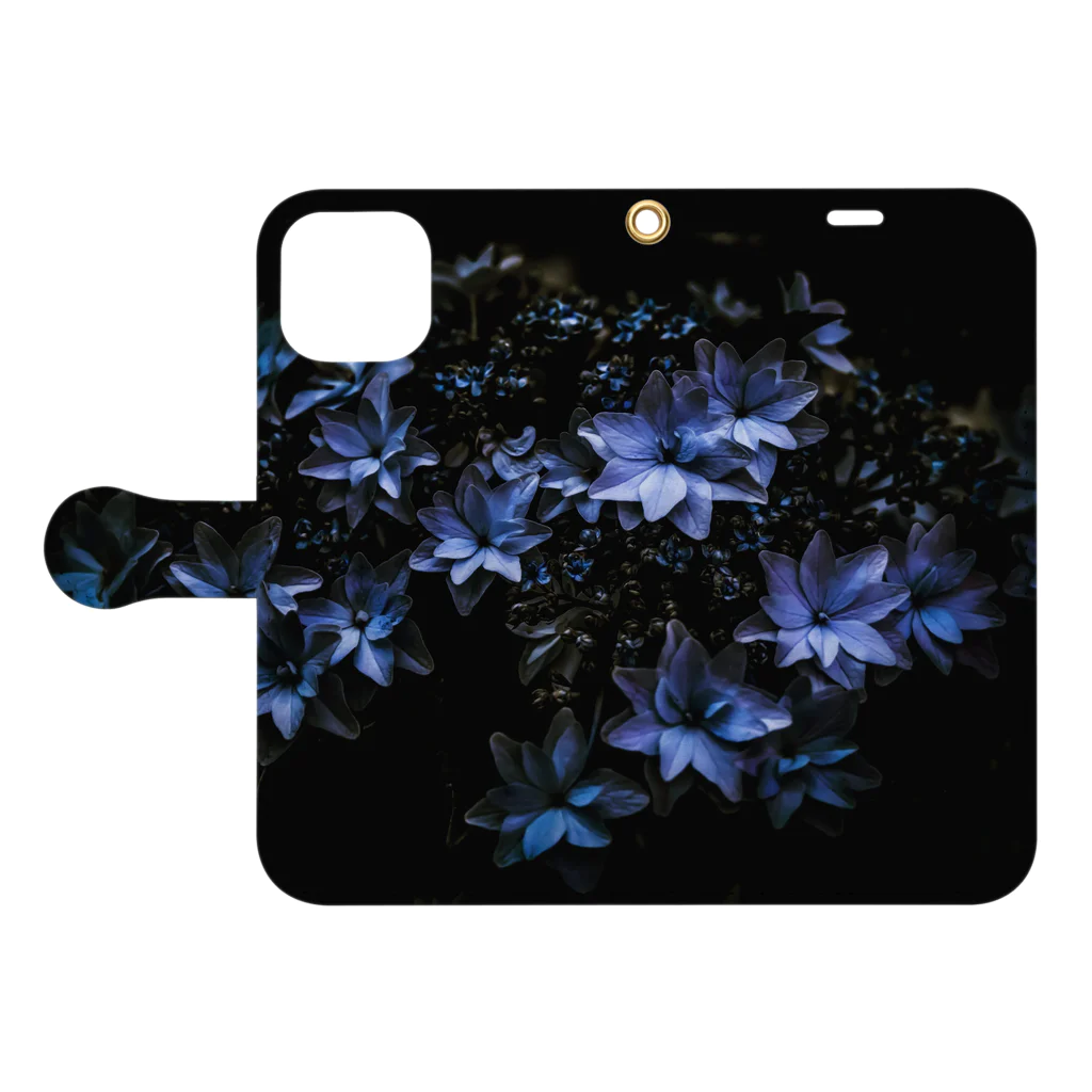 FUYUGITUNE-officialの紫陽花 宵闇青藍 Book-Style Smartphone Case:Opened (outside)