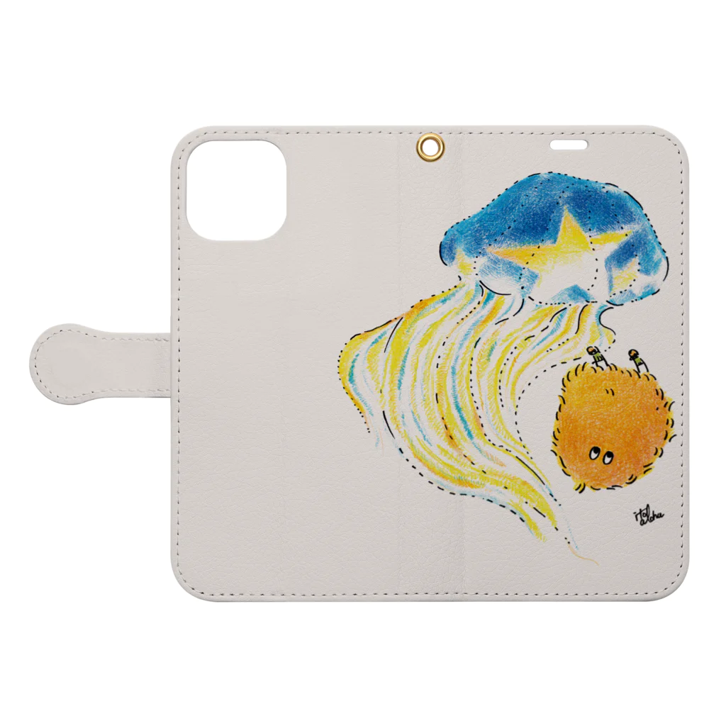 ito alohaのお店のユラユラしようよ（地色：C=9 M=11 Y=11） Book-Style Smartphone Case:Opened (outside)