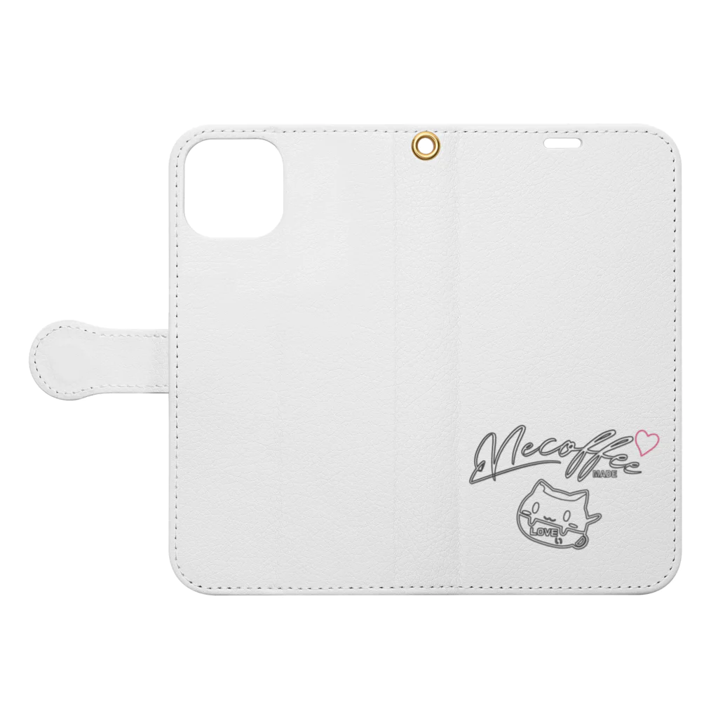 necoffeeのTシャツペット　ネコーヒーLOVEぃちゃん❤️ Book-Style Smartphone Case:Opened (outside)