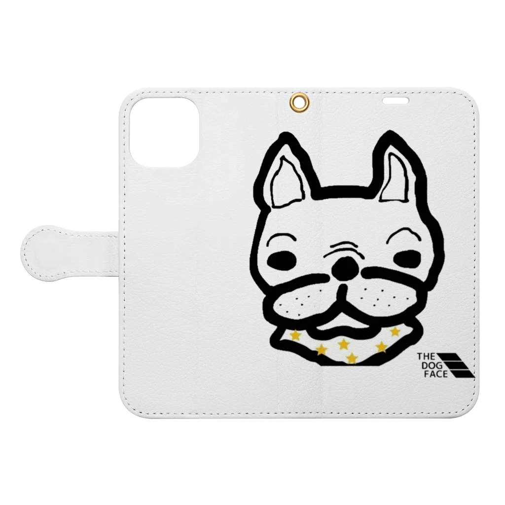 inunokoeのフレンチブルドッグ　THE FACE DOG Book-Style Smartphone Case:Opened (outside)