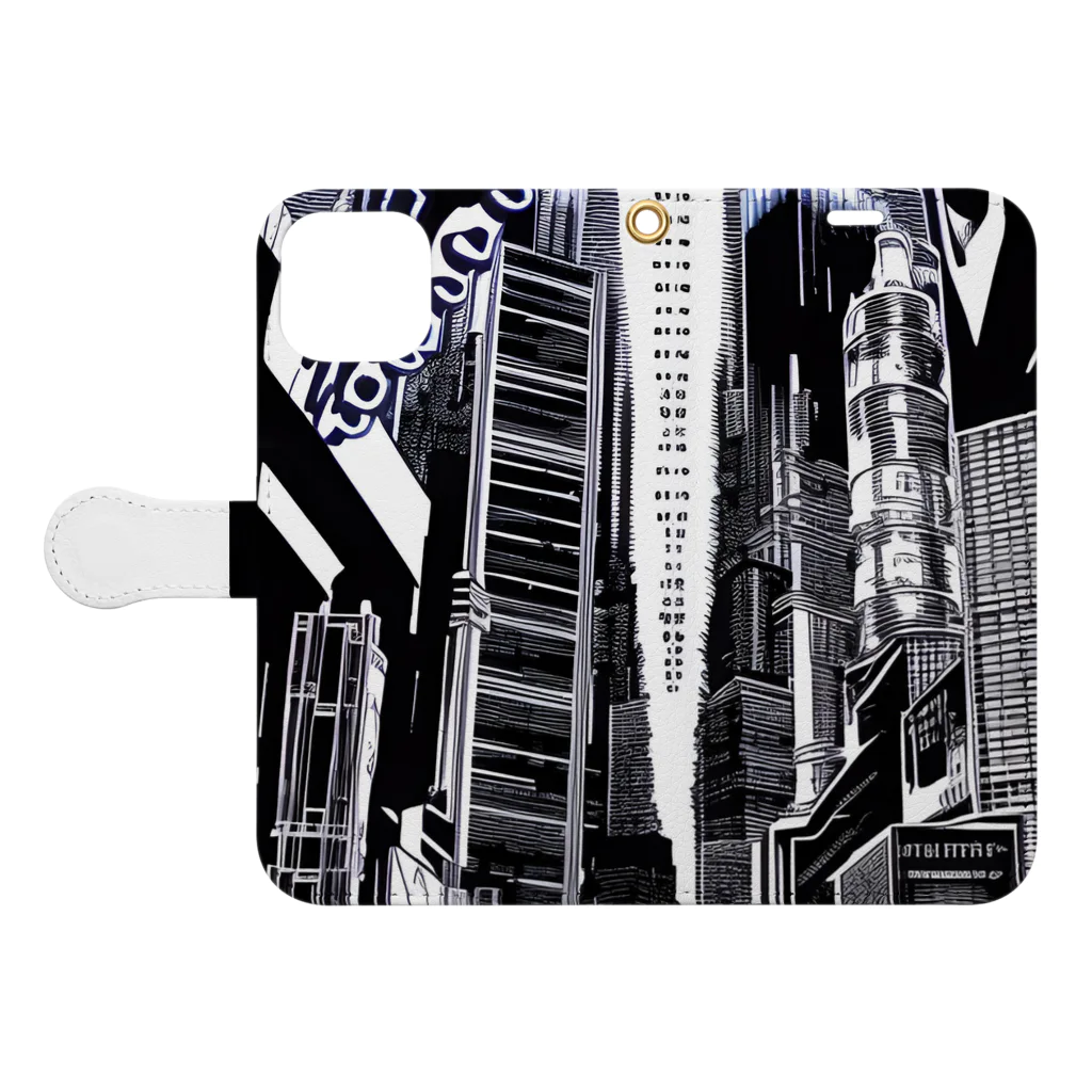 gizumoartの☆未公開SF映画のどこかの街☆ Book-Style Smartphone Case:Opened (outside)