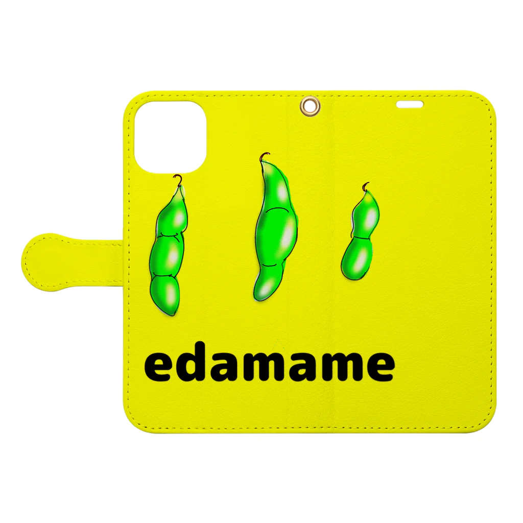 みあちゃのEDAMAME 陰影ver. 手帳型スマホケースを開いた場合(外側)