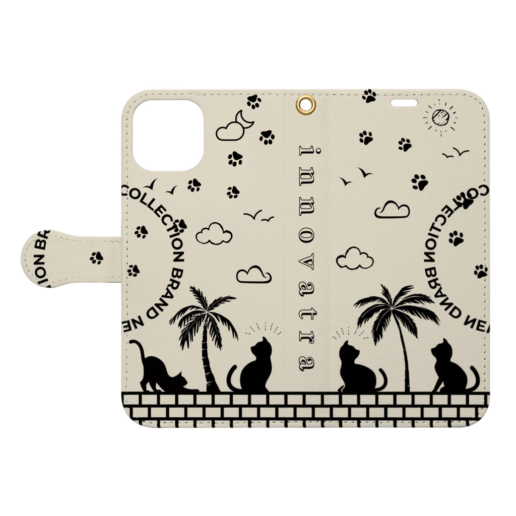 ファッション好きの猫シリーズ手帳型ケース Book-Style Smartphone Case:Opened (outside)