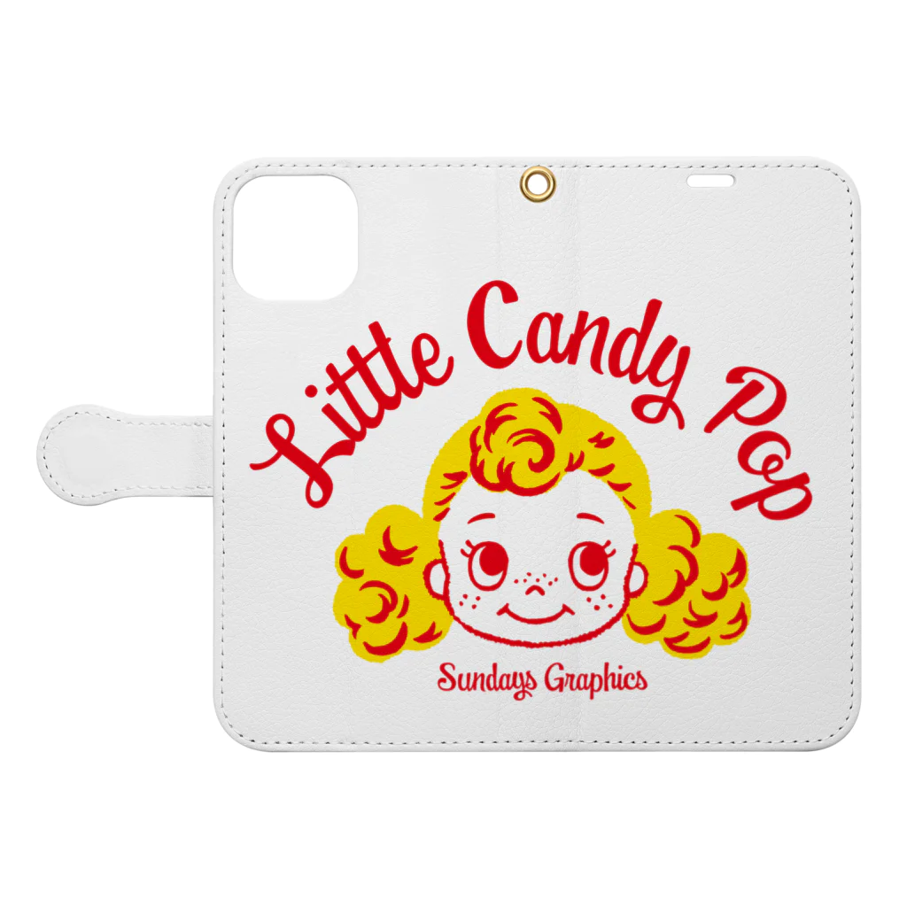 SUNDAYS GRAPHICSのLittle Candy Popちゃん！ 手帳型スマホケースを開いた場合(外側)