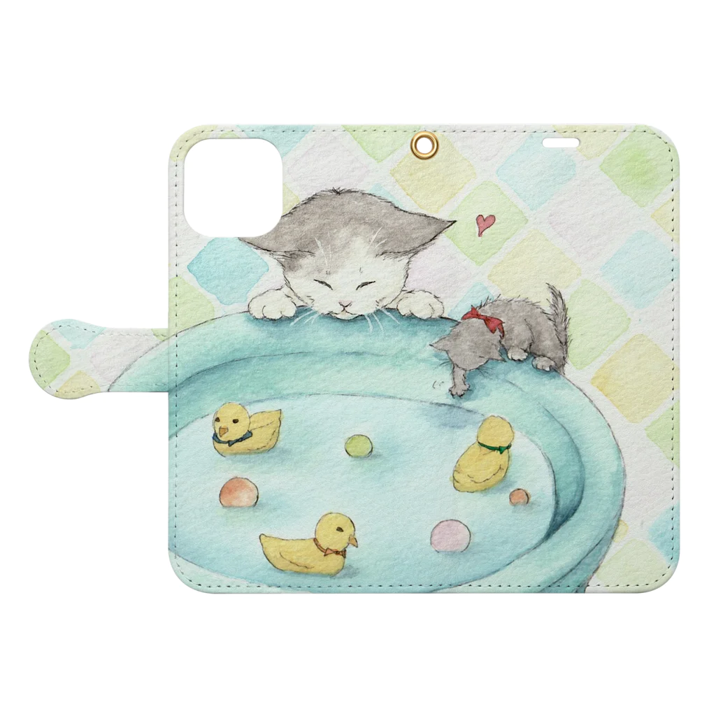 kaoru@nekomangakakuyoのプールはじめました Book-Style Smartphone Case:Opened (outside)