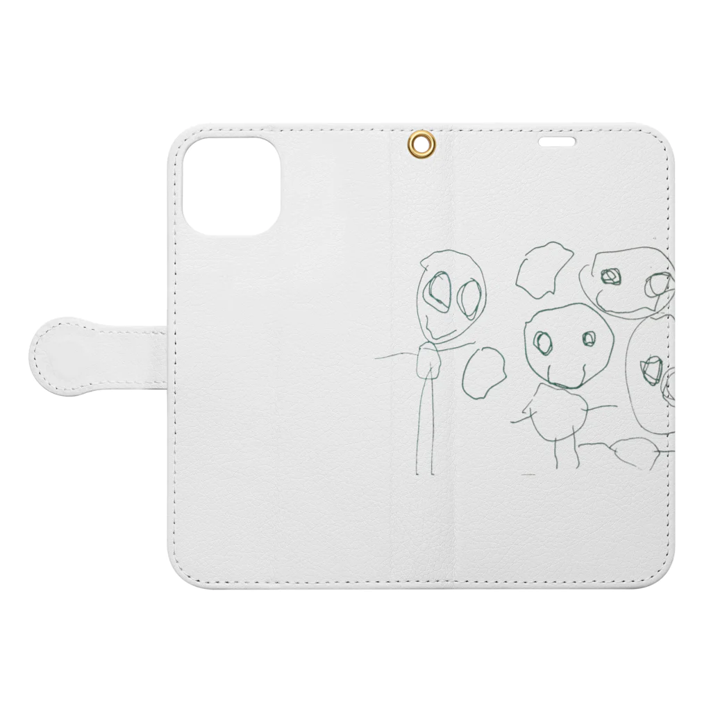 rakugaki storeのらくがきふぁみりー Book-Style Smartphone Case:Opened (outside)